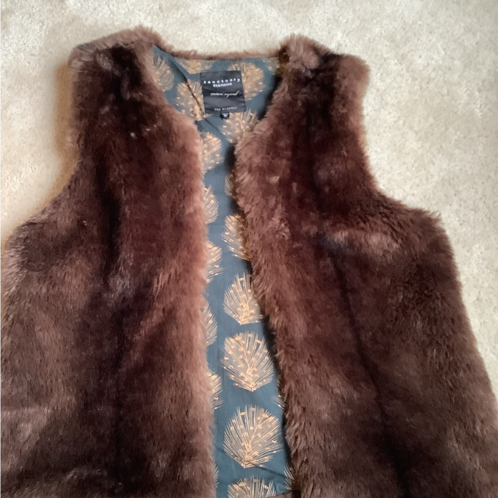 Faux Fur Vest Sanctuary Clothing Los Angeles Brown, Sz M